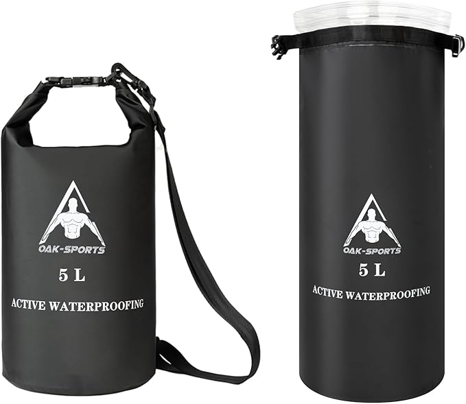 Oak-Sports Dry Bag Waterproof Backpack 5L/10L/20L, Roll Top Lightweight Beach Bag with Double Zipper Seal for Swimming, Kayaking, Hiking, Boating, Adjustable Shoulder Strap