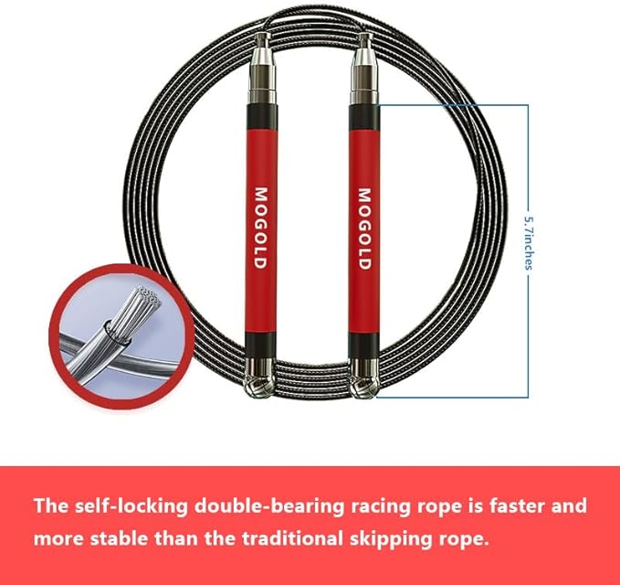 2-in-1 Speed Rope: 2mm for Boxing/MMA & 3mm for CrossFit - Tool-Free Adjustable Cable System with Dual Bearings - Sweatproof Hybrid Grip for High-Intensity Training