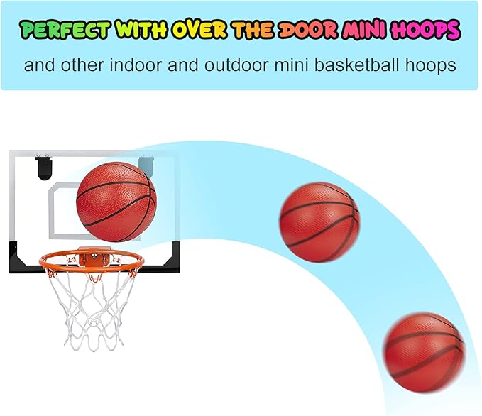 Mini Basketballs,3 Pack 6" Inch Small Basketball Set with Pump Over The Door Mini Hoop Basketball Replacement Toy for Toddlers,Kids,Teenagers for Pool,Indoors,Outdoors