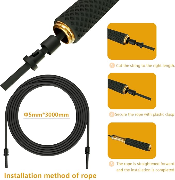 5mm PVC Jump Rope For Men Women Kids - Dual Ball Bearing -Metal Handle Core Covered Rubber Grip- Adjustable 10ft long Skipping Rope - Good For Workout Fitness Weight loss