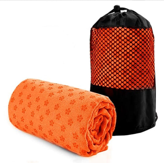 Yoga Towel, Hot Yoga Mat Towel - Sweat Absorbing Non-Slip for Hot Yoga, Pilates and Workout, 24x72 inches with Grip Dots (Orange)