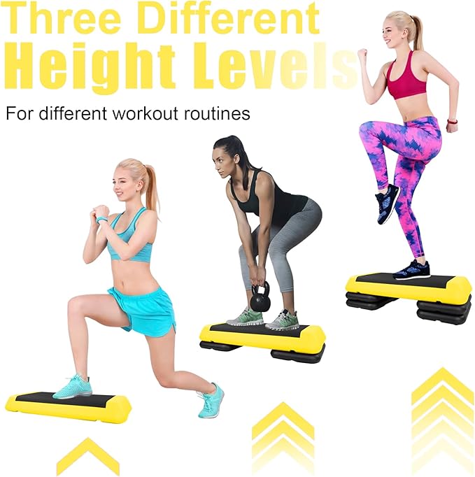Adjustable Aerobic Stepper Workout Step with 4 Risers Fitness & Exercise Platform Trainer