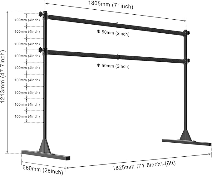 SELEWARE Height Adjustable Ballet Barre Freestanding Ballet Bar Heavy Duty Dance Bar Support Barre Movements Body Stretch Pull-ups, Sturdy Construction Never Fall Apart, Anti-Slip