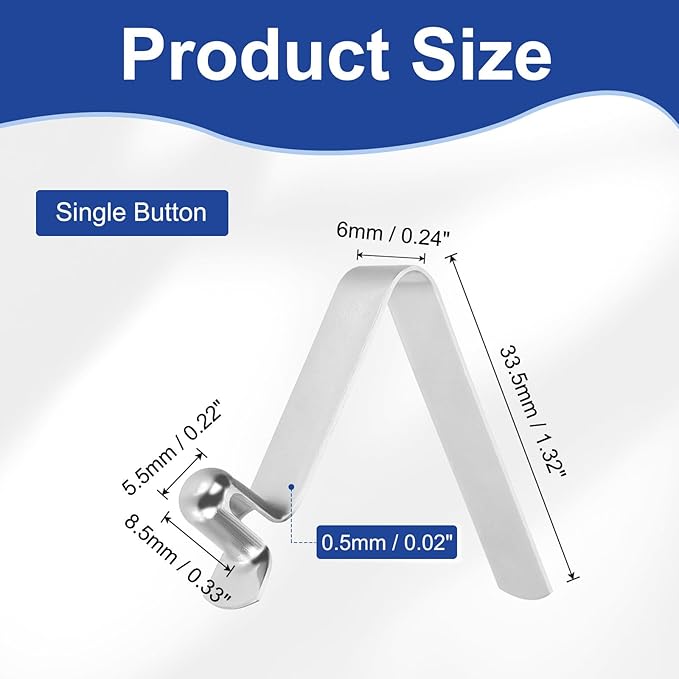 HARFINGTON Single Button Kayak Paddle Snap Spring Clip Spring Steel V-Shaped Hollow Lift Telescopic Locking Tube Pole Clips for Tent Umbrella Camping