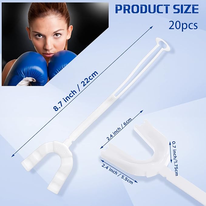 Dunzy 20 Pcs Strapped Mouth Guard Football Sports Mouthguard No Boil Mouthguard Adult Youth Football Mouthpiece Mouth Protector for Boxing Lacrosse Hockey Taekwondo