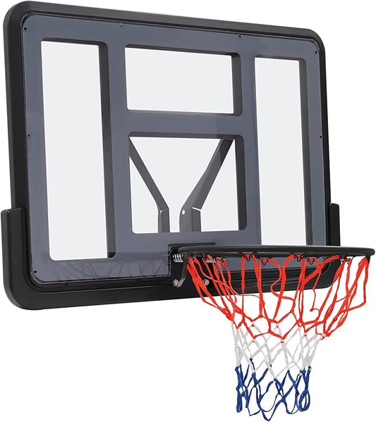 Basketball Backboard & Rim Combo,44“L*30”W Backboard,17.7in Rim Dia,Backboard Goal and Rim Kit for Adults or Kids,Wall Mount Basketball Goal,Shatter Proof PET Backboard