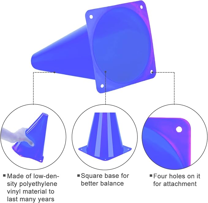 9 Inch Cones Sports, 15 Pack Orange Soccer Cones Training Agility Field Marker Plastic Traffic Cones for Football Basketball Drills Multipurpose Practice, Indoor Outdoor Games Activity Party Events