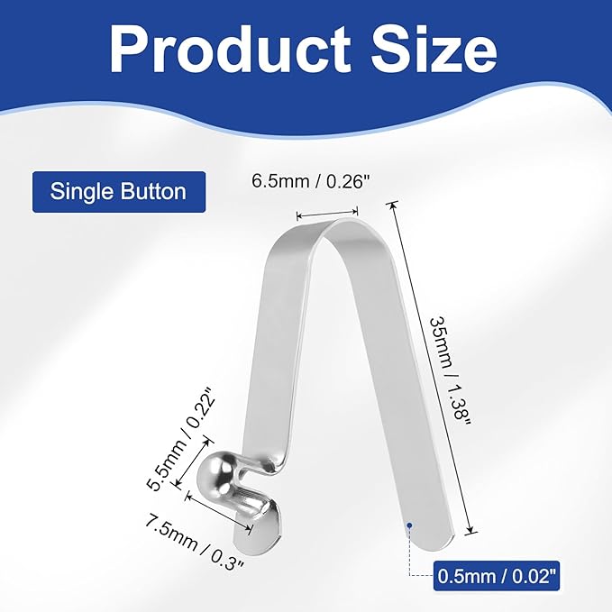 HARFINGTON Single Button Kayak Paddle Snap Spring Clip Spring Steel V-Shaped Hollow Lift Telescopic Locking Tube Pole Clips for Tent Camping