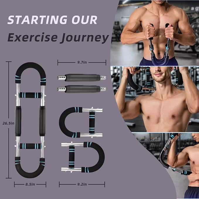 Arm Exerciser, U-Shaped Adjustable Arm Strength Trainer 60–110lb for Upper Body Muscle Building, Portable Home Fitness Equipment