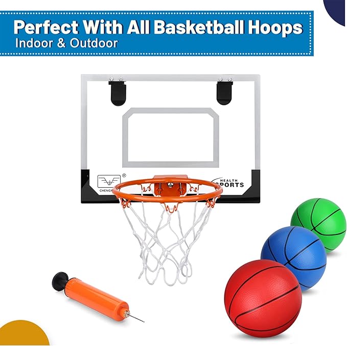 6 Inch PVC Mini Basketball for Indoor Hoops, Soft 6" Rubber Small Replacement Basketball for Over Door Hoop, Sand Beach Toy Balls, Little Pool Basketballs for Kids Toddler(4 PCS with Air Pump)