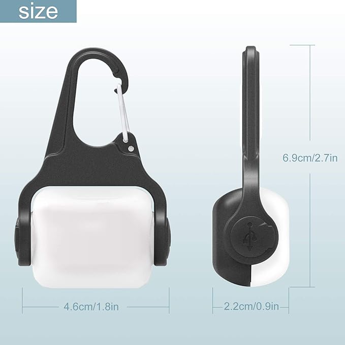 Clip-on USB-C Rechargeable Night Walking Dog Collar Light - 3 Modes, IP65 Waterproof, LED Safety Light for Running, Camping, Climbing, Bike - 2 Pack