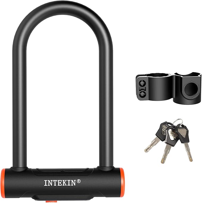 Heavy Duty U Lock - 16mm Bicycle Lock with 3 Keys for Road & Mountain Bikes