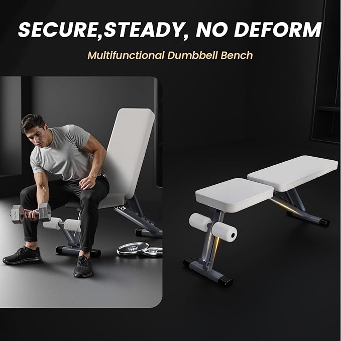 Adjustable Weight Bench for Home Gym,1025 LB Stable Workout Benches for Full Body Strength Training,Dumbbell Exercise,3 Sec Fast Folding Sit up Bench