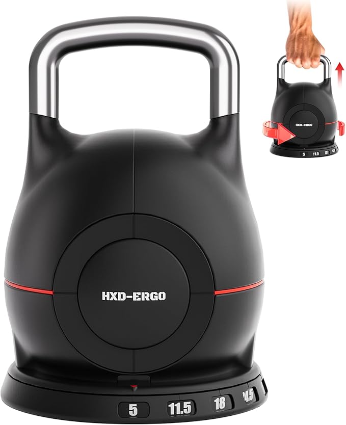 Adjustable Kettlebell Weight Set-Quickly Adjusts 7 Weights,Ergonomic kettlebell sets for Home Gym