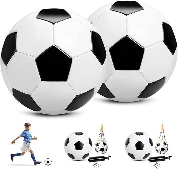 U&C Planet Soccer Ball Size 2/3/4/5 for Toddler and Kids, 1 Pack 2 Pack Classic Cartoon Ball with Pump for Girls and Boys Age 1 and up, Indoor Outdoor Soccer Game Gift