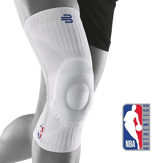 Bauerfeind Sports Knee Support NBA - Officially Licensed Basketball Knee Brace - Relief and Stabilization - Targeted Compression - Lightweight & Durable - White, X-Large