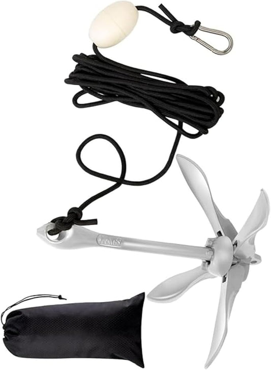 WFLNHB Marine Kayak Anchor Kit 1.5 lb Folding Grapnel Anchor Kit Boat Anchor Kayak Fishing Accessories Replacement for Small Boats Kayaks Canoe Paddle Boards