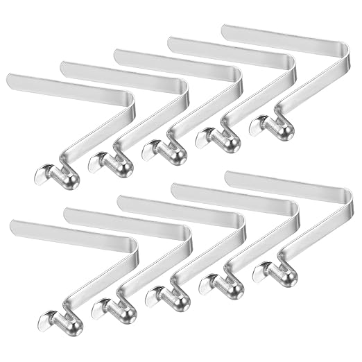 PATIKIL 6.5x4mm Kayak Paddle Snaps, 10 Pack Tent Pole Clips Steel V Shaped Single Pin Push Button Spring Clips Lock Tube Pole Clips for Camping Awning