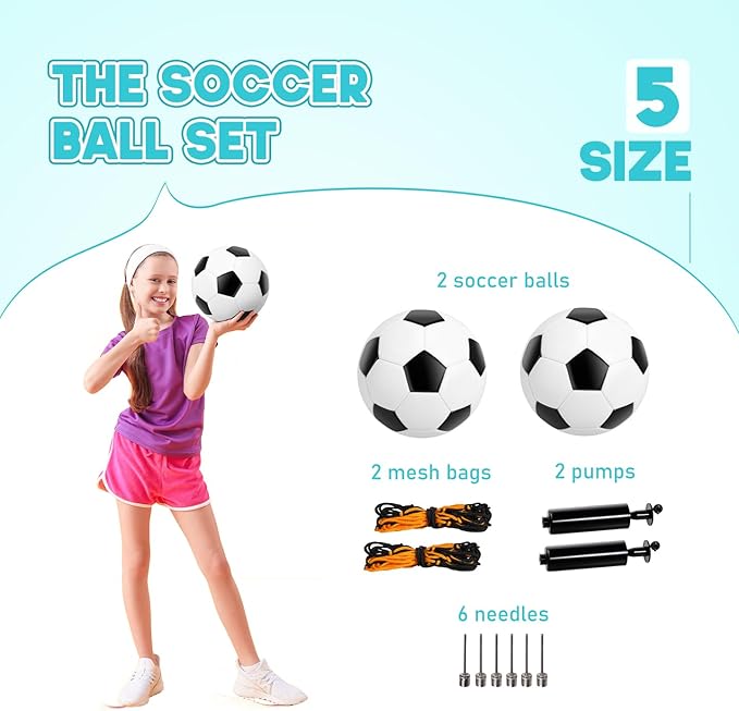 U&C Planet Soccer Ball Size 2/3/4/5 for Toddler and Kids, 1 Pack 2 Pack Classic Cartoon Ball with Pump for Girls and Boys Age 1 and up, Indoor Outdoor Soccer Game Gift