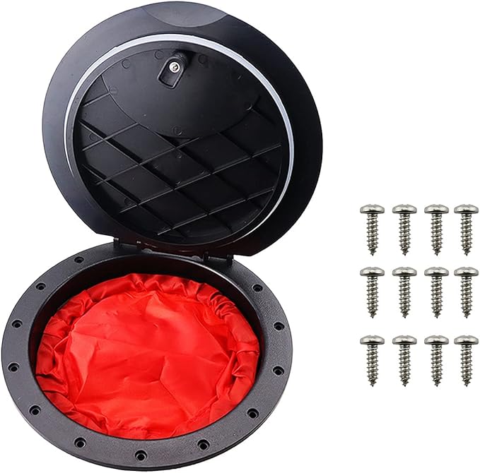 9 Inch Hatch Kit, Deck Hatch with Waterproof Bag and Fasteners for Kayak Boat Fishing Rigging（Black）