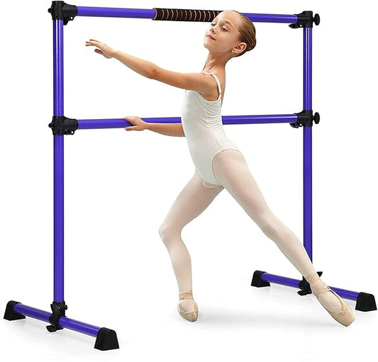 Costzon Portable Ballet Barre, 4ft Freestanding Double Ballet Bar with Adjustable Height, Fitness Dance Bar w/Foam Pads for Stretching, Home Gym Barre Exercise Equipment for Kids & Adults