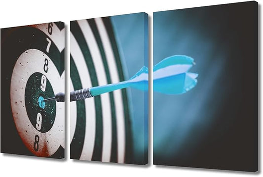 Wall Art Dart Hits the Bullseye Office Wall Art Painting on Canvas Inspirational Bedroom Wall Art Modern Home Decor House Decorations for Living Room Pictures Stretched on Wooden Frame, 24"Wx36"H