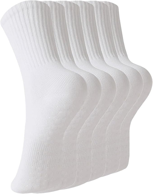 BONANGEL Pilates Socks with Grips for Women, 3 Pairs Womens Grippy Yoga Ballet Barre Hospital Gym Athletic Socks