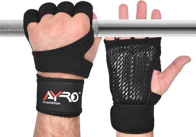 AYRO Workout Gloves for Men & Women – Ventilated Weight Lifting Gloves with Wrist Support - Gym Gloves for Men, Breathable Palm Padding, Non-Slip Grip – Ideal for Gym, Fitness, Cross Training