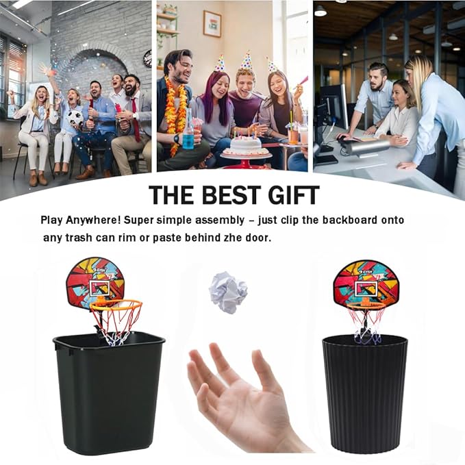 GYSH Trash Can Basketball Hoop,Clip On Any Bin or Behind The Door ! Mini Hoop with Backboard, Ball & Pump，Classroom, Office Toys for Adults, Great Birthday Gift Idea (Red)