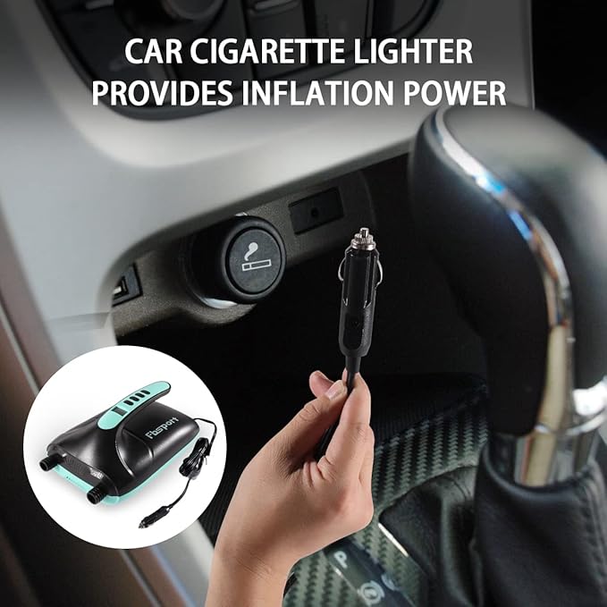 FBSPORT 20PSI High Pressure SUP Vehicle Electric Air Pump, Inflation Paddle Board Pump for Stand Up Paddle Boards, Inflation & Deflation Function Quick Air Inflator for Paddleboards