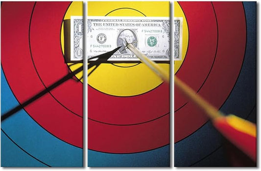 TUMOVO Canvas Wall Art Archery Posters and Prints 3 Panels Arrows Hit the Bull's Eye Pictures Wall Decor Sports Theme Paintings for Bedroom Living Room Stretched and Framed Ready to Hang(28" Wx42 H)