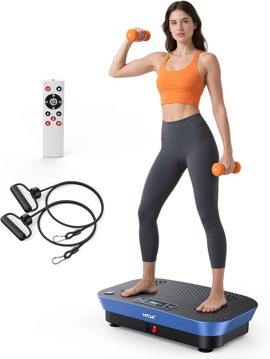 Vibration Plate Exercise Machine - 180 Speed Levels, 350 lbs Weight Capacity, Remote Control, Portable Whole Body Workout Platform for Weight Loss, Lymphatic Drainage, Home Gym Fitness Equipment