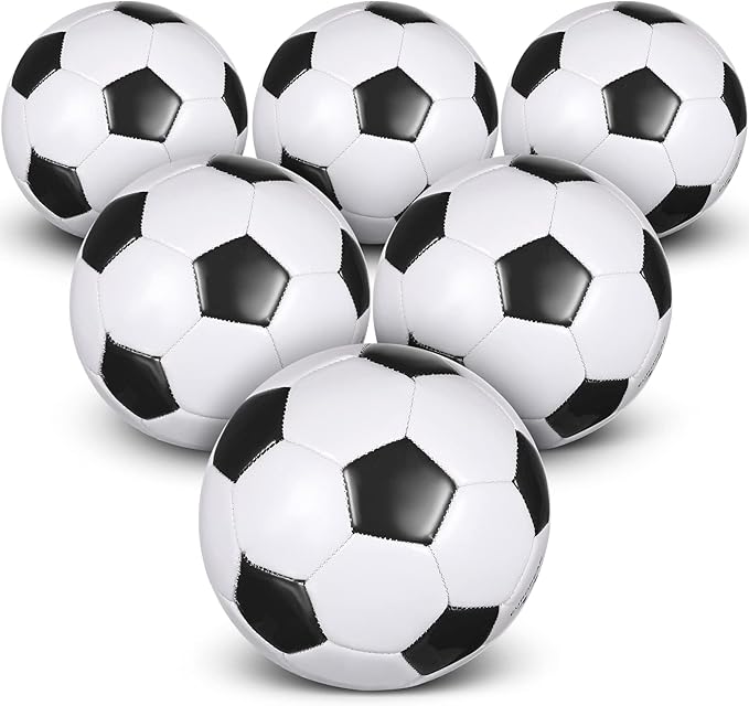 Deekin 6 Pcs Soccer Ball Bulk with Pump Teamwork Outdoor Sport Game Training Soccer Ball Bulk for School Sport Teen Adult Child