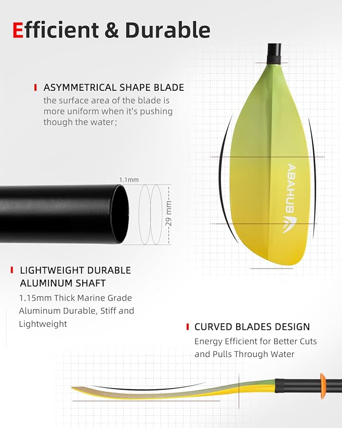 Abahub Adjustable Kayak Paddle 210-230 cm/ 230-250 cm Floating Kayaking Oars Boating Oars Canoeing Oars Black