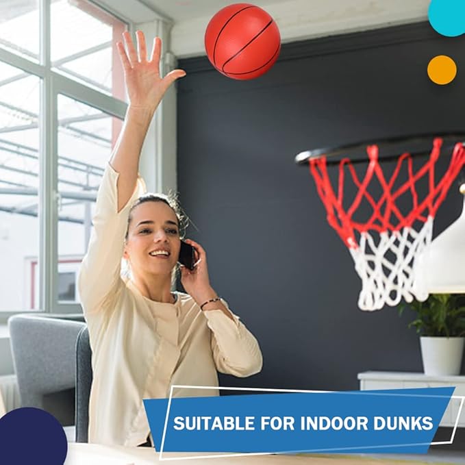 Dilabnba 6'' Mini Replacement Basketballs for Indoor Basketball Hoop, Kids Adults Red Soft Rubber Ball for Coutyard Pool Beach Over Door Basketball Hoop, 6PCS Toddler Child Small Balls with Air Pump