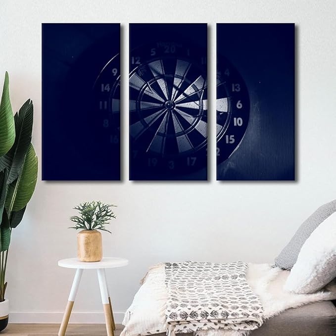 Canvas Art Rustic Home Decor Dart Plate House Decorations for Living Room Sports Theme Wall Art Painting Picture Canvas Wall Art 3 Panels Modern Artwork Framed Gallery-wrapped Ready to Hang(40"Wx60"H)