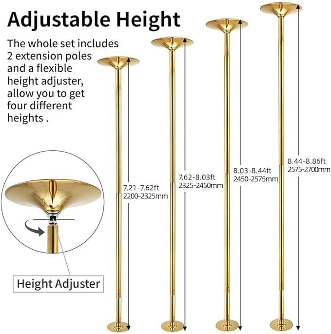 Dance Pole Set -Premium Height Adjustable 7.38-8.85ft Portable 45mm Diameter 360°Spinning Dancing Pole for Home,200KGS Capacity,Drill-Free Installation with Floor-to-Ceiling Stability