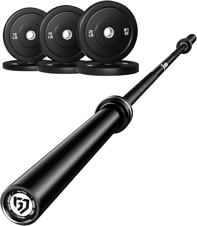 PB01 7FT Olympic Barbell, Weight Bar with Knurled Grip, 1000lb Capacity Strength Training Deadlift Bar for Squat, Weightlifting, Bench Press, Fits 2-inch Standard Weight Plates