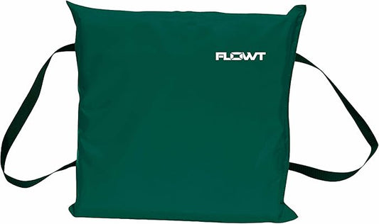 Flowt Boat Seat Cushion and Throw Cushion for Boat Safety – USCG Approved Type IV, Life Cushion for Boat, Durable, Comfortable Boat Seat Cushions for Kayaks, Paddle Board, Canoe and Boating - Green