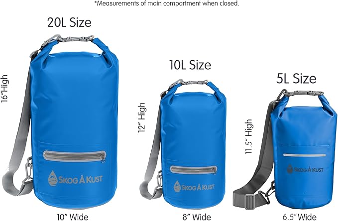 Skog Å Kust DrySak - Roll Top Waterproof Bag for Travel & Outdoors - 5, 10 & 20 Liter sizes