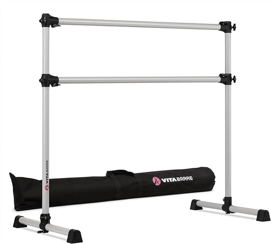 VITA Barre Portable Freestanding Double Ballet Barre, Prodigy, with Carry Bag | Adjustable Height, USA Made, Home or Gym Exercise Equipment for Kids & Adults | Dance, Fitness, Pilates