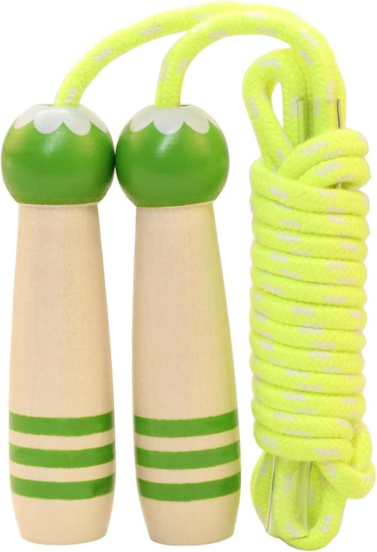 Jump Rope Kids, 7ft Adjustable Cotton Skipping Rope with Wooden Handle for Boys and Girls Fitness Outdoor Exercise
