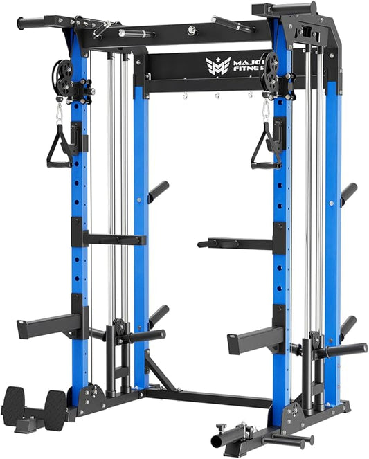 MAJOR FITNESS F22 Power Rack, 1600lbs All-in-One Squat Rack with Cable Crossover, Dual Pulley System, Heavy-Duty Steel Frame, Attachments & Storage for Home Gym Strength Training
