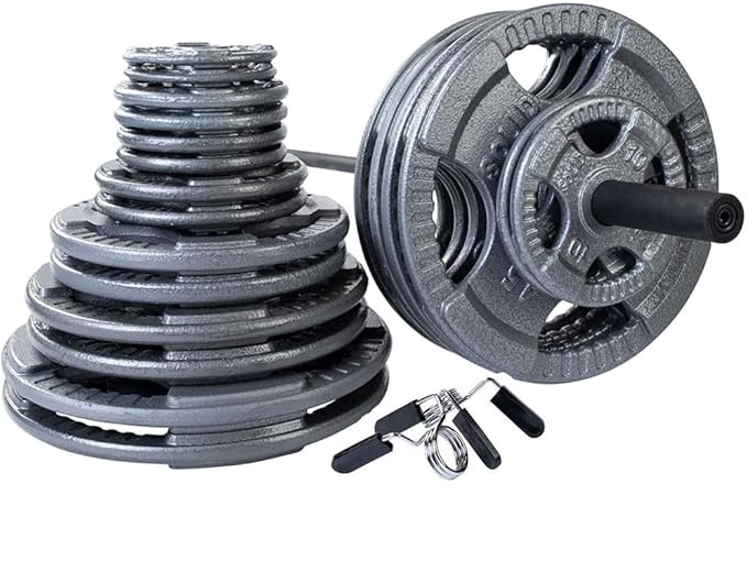 Rugged Strength & Fitness MAX Extended Power Rack Package with LAT, Bench, 500 lb. OLY Set, Floor Mats