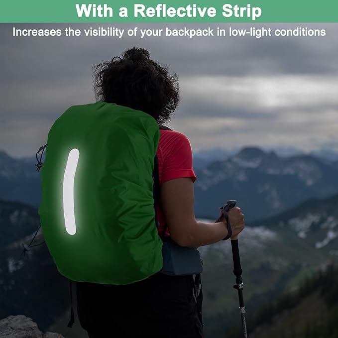 Waterproof Backpack Rain Cover Waterproof Backpack Cover, Bag Rain Cover with A Vertical Reflective Strap for Hiking/Biking/Camping/Outdoor Traveling