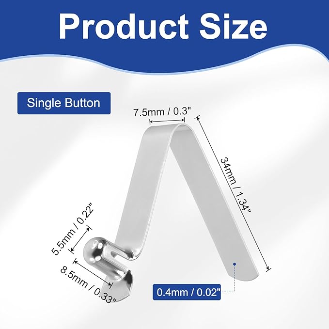 HARFINGTON Single Button Kayak Paddle Snap Spring Clip Spring Steel V-Shaped Hollow Lift Telescopic Locking Tube Pole Clips for Tent Camping