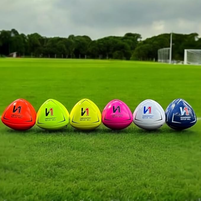 Soccer Reflex & Reaction Ball - White, Orange, Blue, Pink, and Fluo Yellow, Agility and Coordination Training for Kids and Juniors