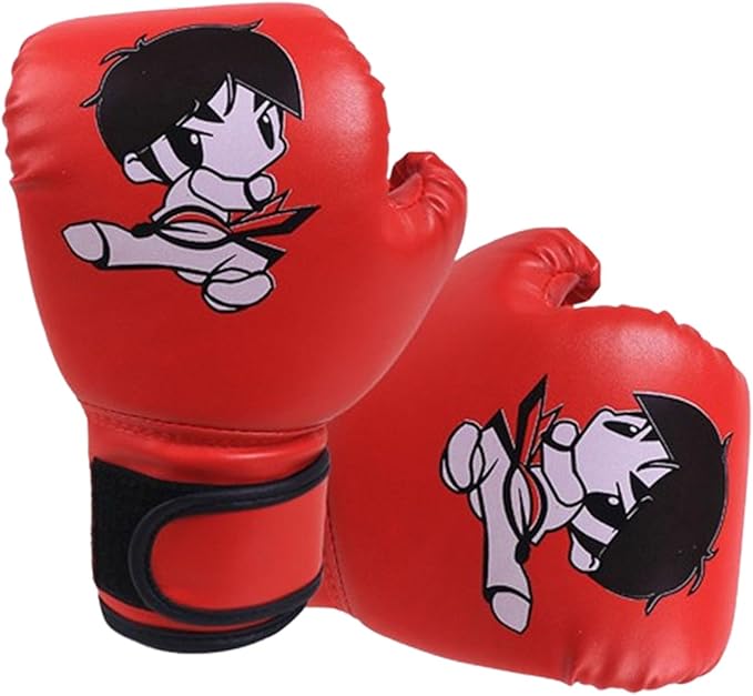 Boxing Gloves for Kids Kids Boxing Gloves for 3-8 Years Shock Boy Little Tiger Tiger Picture Cartoon PU Training Kickboxing Red Blue Black
