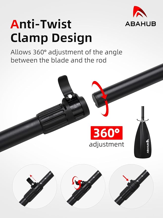 Abahub SUP Paddle - 3 Piece Adjustable Paddles - Lightweight Stand-up Paddle Oars for Paddleboard, Adjustable Aluminum Alloy Shaft 68" - 84", Black/Blue/Green/Orange/Red/Yellow Plastic Nylon Blade