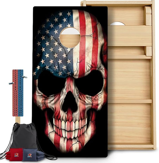 CornholeGamesUSA Pro Cornhole Boards Set | Made in USA | 3/4 Baltic Birch | No Bounce | Triple Thick Legs | Two Brace & Handles, Tournament 2x4 Regulation Set with Score Tower & Cornhole Bags